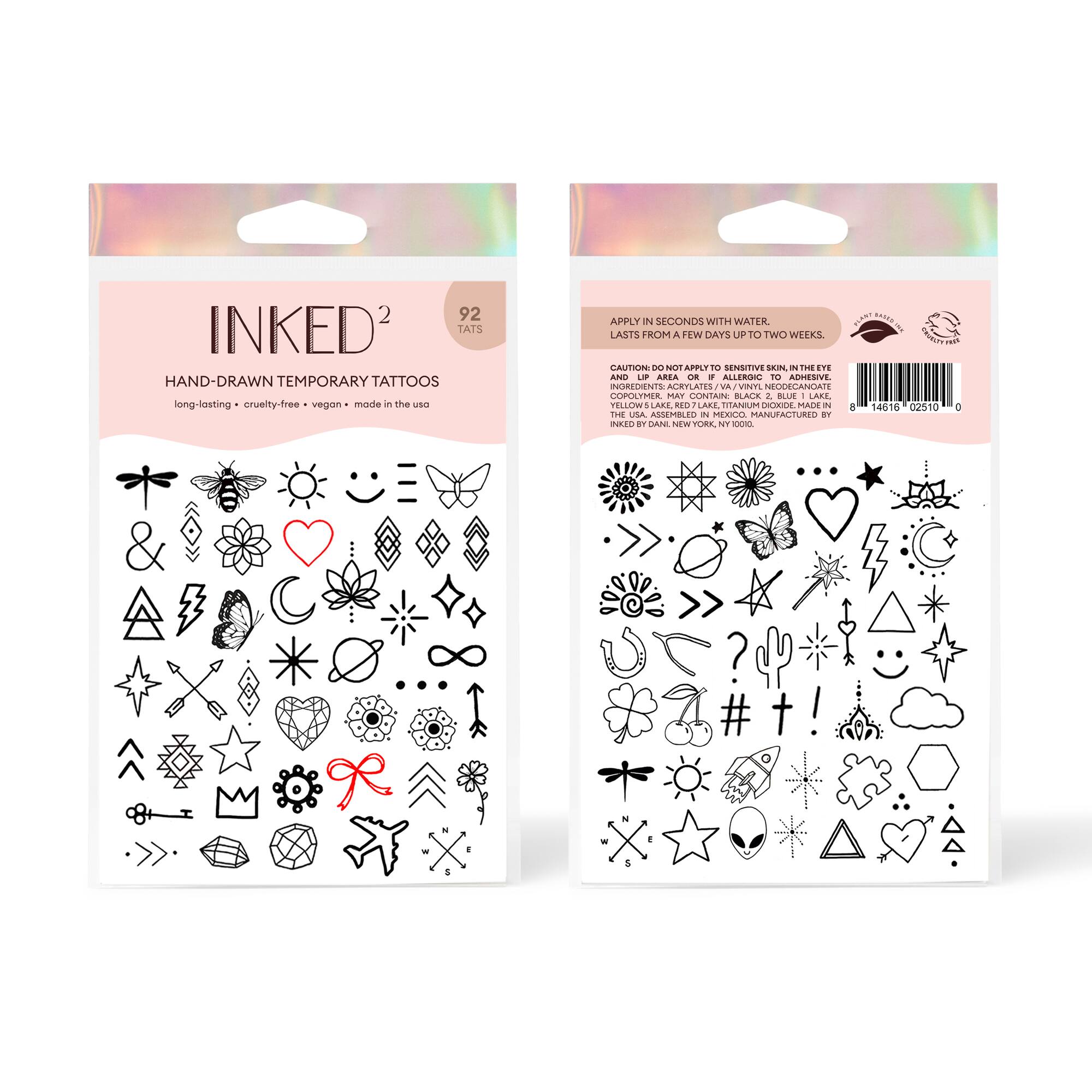 Inked2 Tiny Tats Hand Drawn Temporary Tattoos